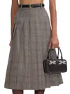 Self-portrait Womens Check-print Pleated Cotton-blend Midi Skirt Brown