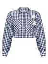 Self-portrait Check-print Pom-pom Jacket In Blue