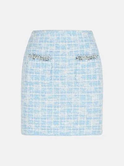Self-portrait 'check' Skirt In Light Blue Polyester Blend