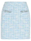 Self-portrait Self Portrait Women Light Blue Sequin Check Tweed Mini Skirt In Blue