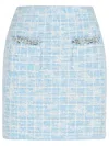 Self-portrait Self Portrait Women Light Blue Sequin Check Tweed Mini Skirt In Blue
