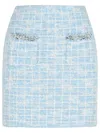 Self-portrait Self Portrait Women Light Blue Sequin Check Tweed Mini Skirt In Blue