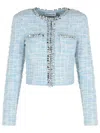 Self-portrait 'check' Skirt In Light Blue Polyester Blend In Blue
