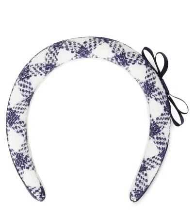 Self-portrait Kids' Checked Bouclé Headband In Blue