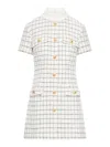 Self-portrait Checked Button-detailed Mini Dress In Nude