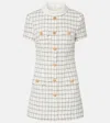 Self-portrait Checked Button-detailed Mini Dress In White
