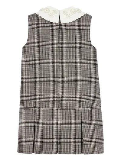 Self-portrait Kids' Checked Bow-appliqué Dress In Black