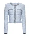 Self-portrait Embroidered Viscose Blend Cardigan In Blue