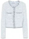 Self-portrait Embroidered Viscose Blend Cardigan In Blue