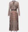 Self-portrait Checked Chiffon Midi Dress In Multi