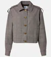 Self-portrait Checked Cotton And Linen Jacket In Brown