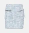 Self-portrait Checked Embellished Tweed Miniskirt In Blue