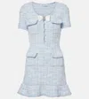 Self-portrait Embroidered Viscose Blend Dress In Blau