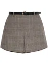 Self-portrait Checkered Pleated Skort In Brown
