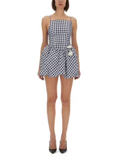 Self-portrait Checkered Taffeta Mini Dress In Multi