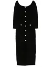 Self-portrait Chenille Knit Maxi Dress In 黑色