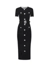 Self-portrait Black Chenille Knit Midi Dress Black In Black
