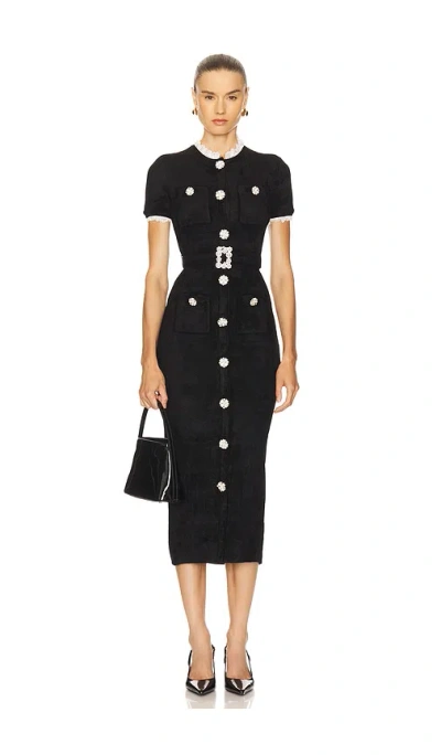 Self-portrait Crystal-embellished Lace-trimmed Chenille Midi Dress In Animal Print