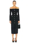 Self-portrait Off-the-shoulder Button-embellished Chenille Midi Dress In Black