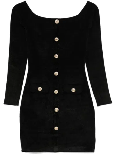 Self-portrait Knitted Mini Dress In Black