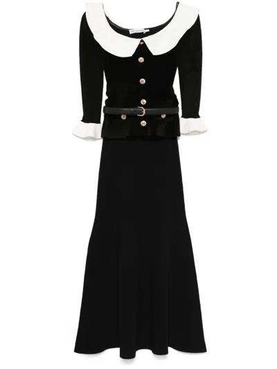 Self-portrait Chenille Off-shoulder Maxi Dress In Black