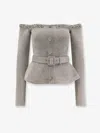 Self-portrait Chenille Sweater With Rhinestones In Gray