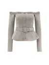 Self-portrait Chenille Sweater With Rhinestones In Gray
