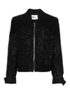 Self-portrait Bouclé Zip-up Bomber Jacket In Black