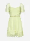 Self-portrait Pleated Chiffon Mini Dress In Yellow