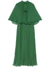 Self-portrait Chiffon Cape Midi Dress In Green