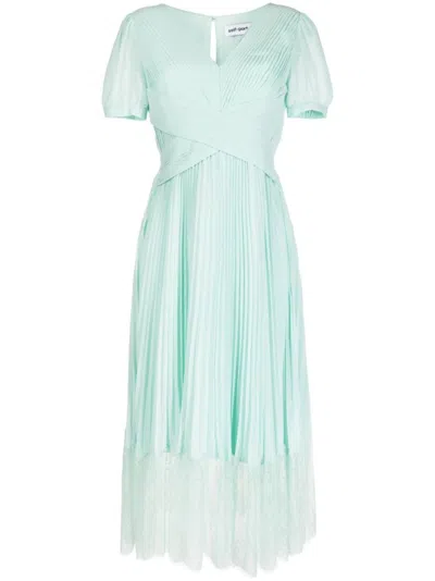 Self-portrait Chiffon Crossover Midi Dress In Blue