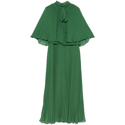 Self-portrait Chiffon Cape Midi Dress In Green