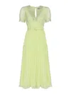 Self-portrait Chiffon Midi Dress With Lace Detail In Green