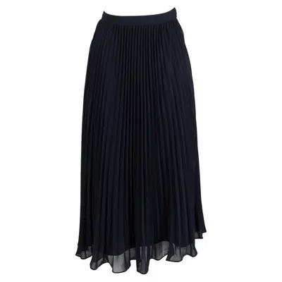 Self-portrait Chiffon Midi Skirt In Navy Blue Polyester