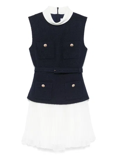 Self-portrait Chiffon Mini Dress In Black