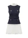 Self-portrait Chiffon Mini Dress - Women's - Polyamide/polyester/acrylic/polyesterwool In Blue