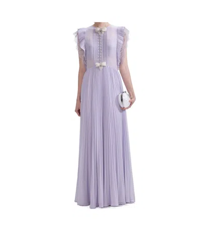 SELF-PORTRAIT CHIFFON RUFFLE MAXI DRESS