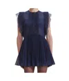 Self-portrait Navy Chiffon Ruffle Mini Dress Navy In Black
