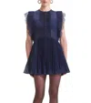 Self-portrait Chiffon Ruffle Mini Dress In Navy