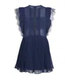 Self-portrait Navy Chiffon Ruffle Mini Dress Navy In Navy