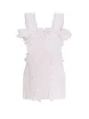Self-portrait Knit Ruffle Mini Dress In White