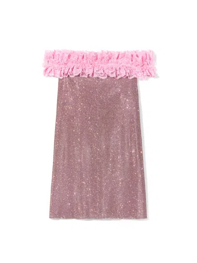 Self-portrait Christopher Kane Residency Mini Dress With Crystals In Pink