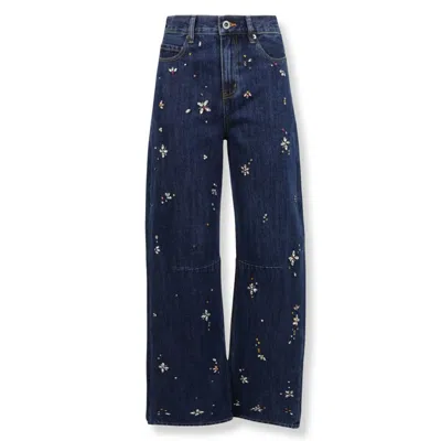 Self-portrait Classic Blue Denim Jeans With Traditional Fit