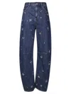 Self-portrait Classic Straight-leg Jeans With Mid-rise Waist In Blue