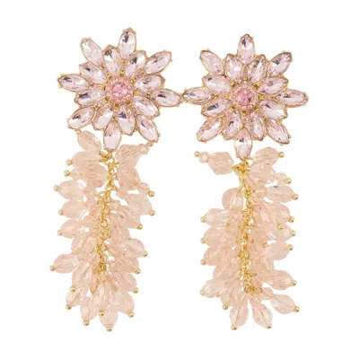Self-portrait Cluster Flower Earrings Self Portrait Metal Pink In Yellow