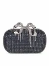 Self-portrait Knitted Clutch With Silver-tone Crystal Bow