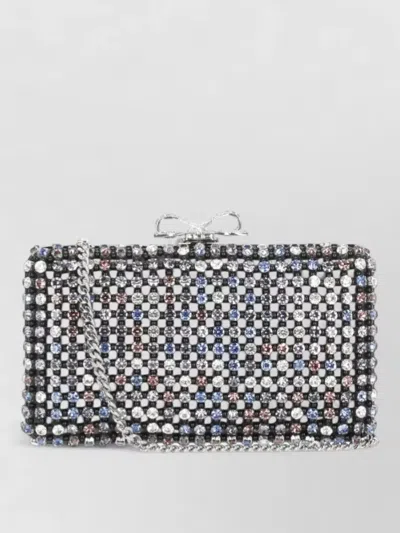 Self-portrait Clutch Bag Rectangular Shape Strass Pattern Bow