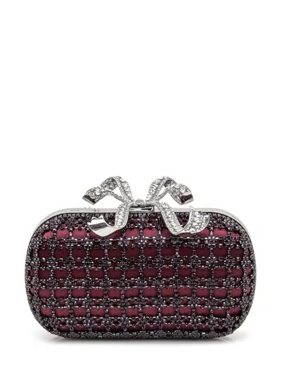 SELF-PORTRAIT SELF-PORTRAIT CLUTCH BAG WITH BOW AND CRYSTALS