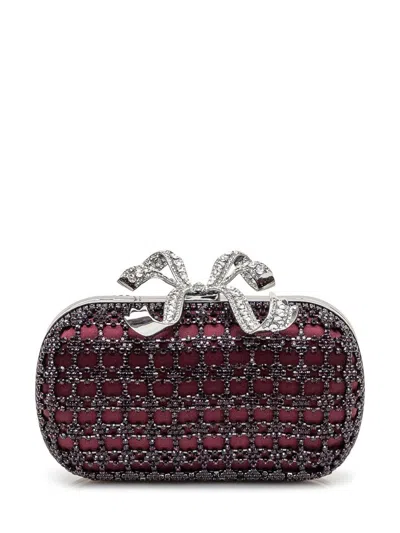 Self-portrait Clutch Bag With Bow And Crystals