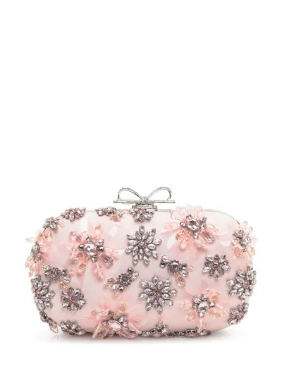 Self-portrait Clutch Bag With Floral Applications In Pink